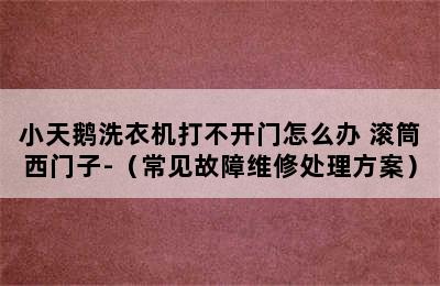 小天鹅洗衣机打不开门怎么办 滚筒西门子-（常见故障维修处理方案）